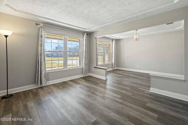Empty room, Interior, Pendant Lights, Wood Texture Flooring