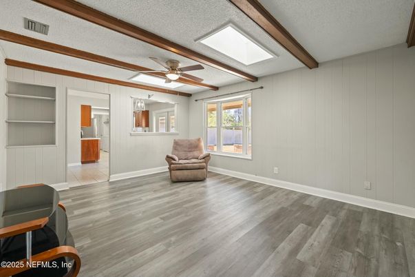 Empty room, Interior, Wooden Beams, Wood Texture Flooring