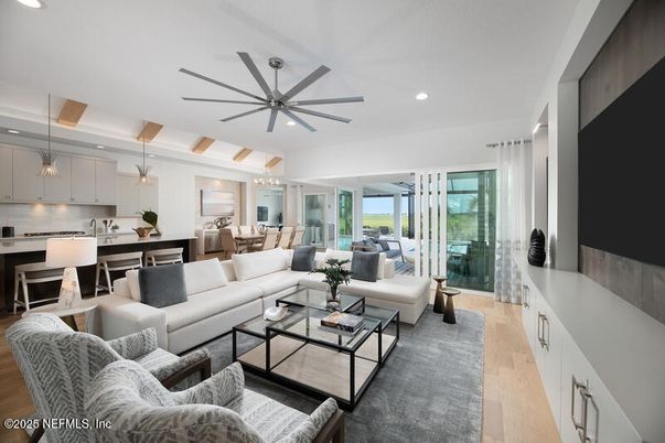 Dining room, Interior, Kitchen, Living room, Pendant Lights, Recessed Lighting, Wood Texture Flooring