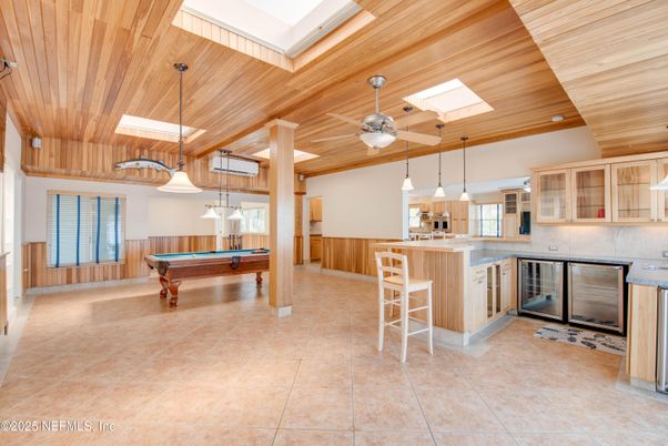 Billiard Table, Game Room, Interior, Kitchen, Pendant Lights, Wooden Ceilings