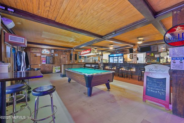 Billiard Table, Game Room, Interior, Wooden Beams, Wooden Ceilings