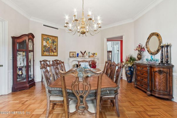 Chandelier, Dining room, Interior, Wood Texture Flooring