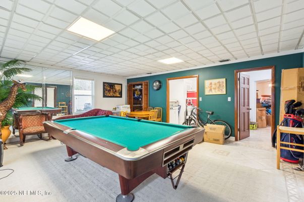 Billiard Table, Game Room, Interior, Recessed Lighting