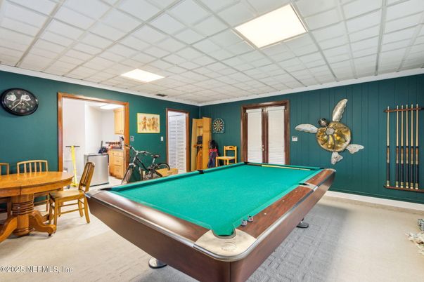 Billiard Table, Game Room, Interior, Recessed Lighting