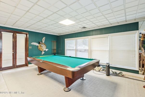 Billiard Table, Game Room, Interior, Recessed Lighting
