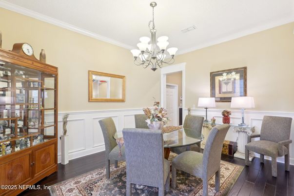 Chandelier, Dining room, Interior, Wood Texture Flooring