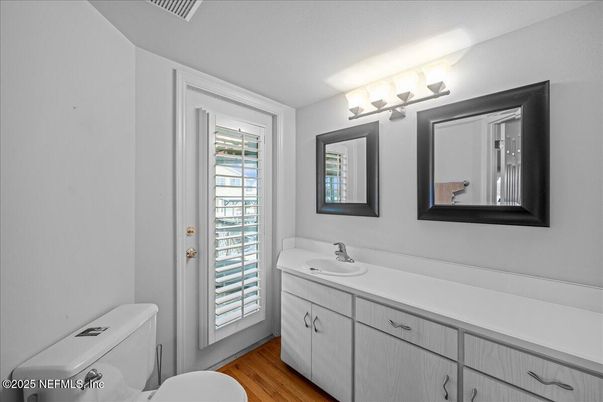 Bathroom, Dual Sink Vanities, Interior, Wood Texture Flooring