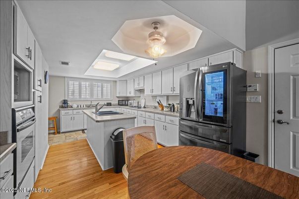 Interior, Kitchen, Stainless Steel Appliances, Wood Texture Flooring