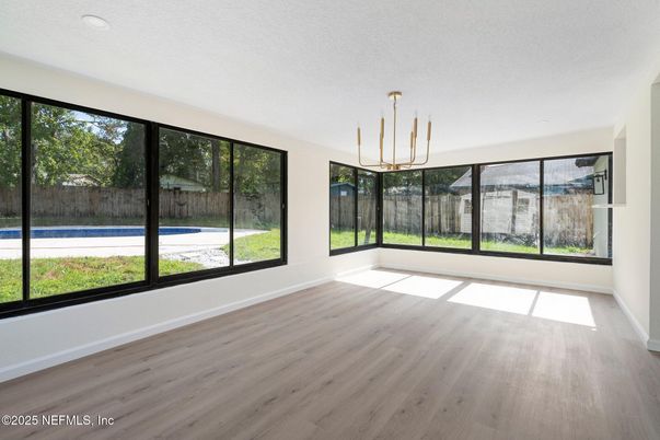 Empty room, Interior, Pendant Lights, Wood Texture Flooring