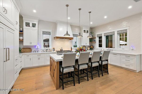 Interior, Kitchen, Pendant Lights, Recessed Lighting, Wood Texture Flooring