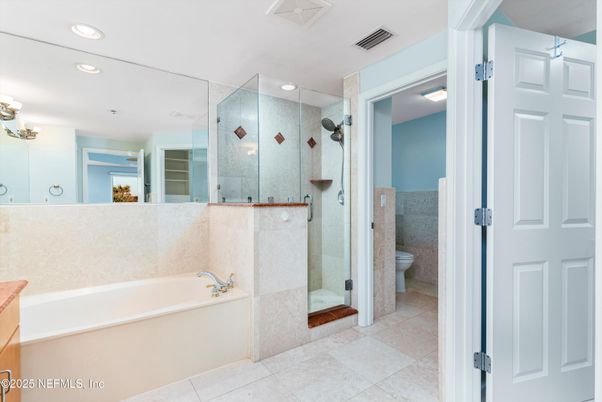 Bathroom, Glass Shower, Interior, Recessed Lighting
