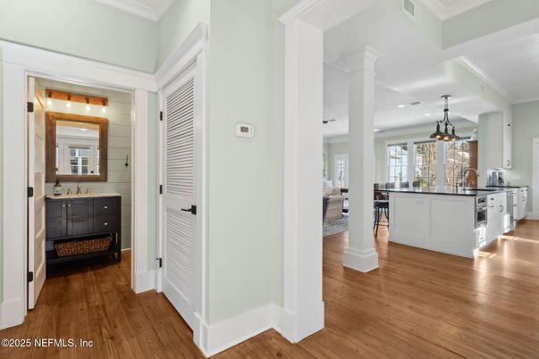 Interior, Kitchen, Pendant Lights, Recessed Lighting, Wood Texture Flooring