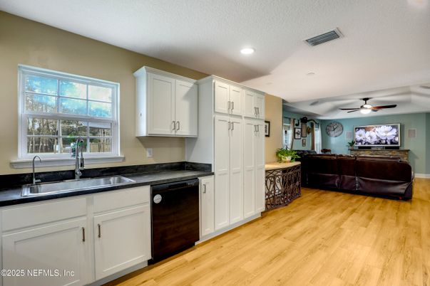 Interior, Kitchen, Recessed Lighting, Wood Texture Flooring