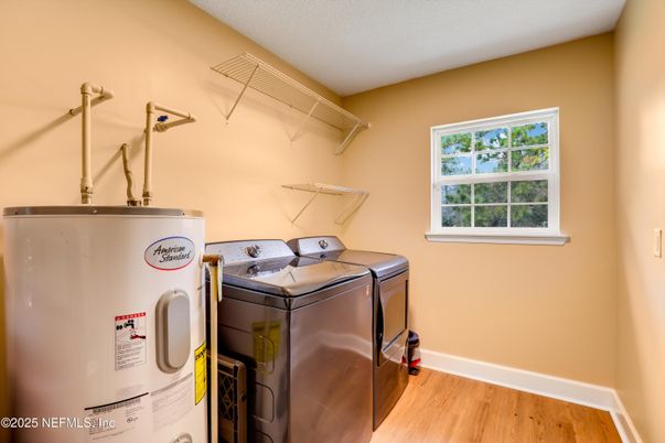 Interior, Washer, Wood Texture Flooring