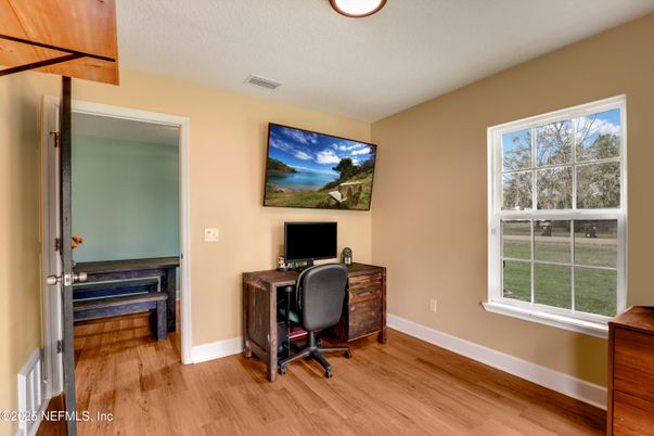 Home Office, Interior, Recessed Lighting, Wood Texture Flooring