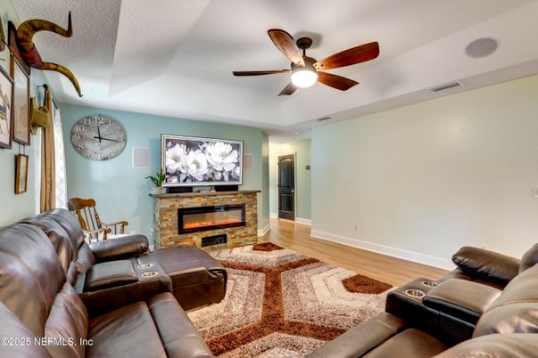 Home Theatre Room, Fireplace, Interior, Living room, Wood Texture Flooring