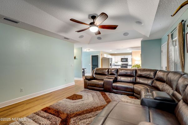 Interior, Kitchen, Living room, Recessed Lighting, Wood Texture Flooring