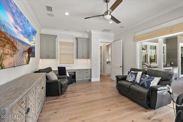 Interior, Living room, Recessed Lighting, Wood Texture Flooring