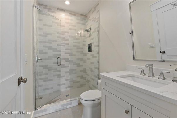 Bathroom, Glass Shower, Interior, Recessed Lighting
