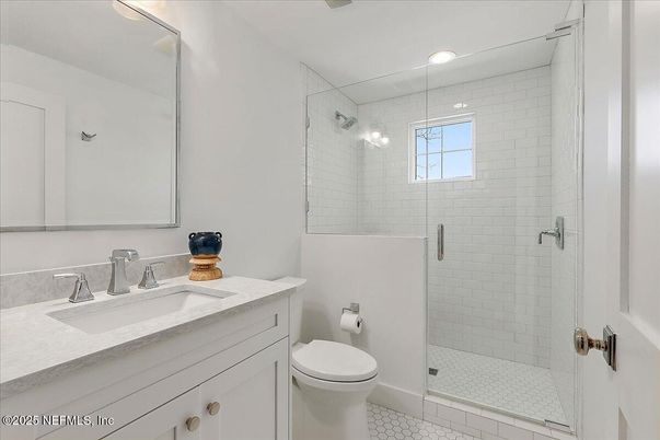 Bathroom, Glass Shower, Interior, Recessed Lighting