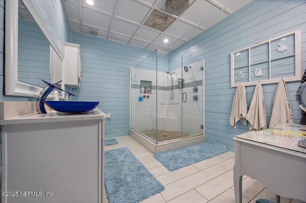 Bathroom, Glass Shower, Interior, Recessed Lighting