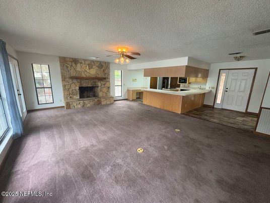 Empty room, Fireplace, Interior, Kitchen, Stone Walls
