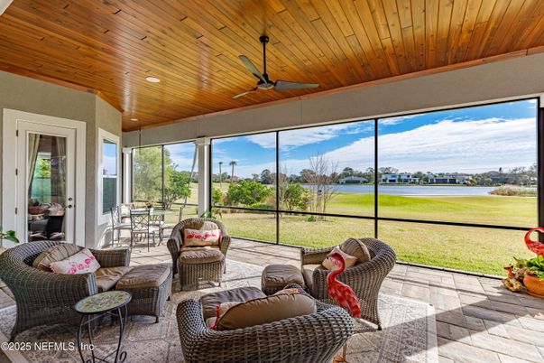 Interior, Living room, Recessed Lighting, Sun Room, Water, Wooden Ceilings, Wood Texture Flooring