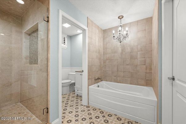 Bathroom, Chandelier, Glass Shower, Interior, Recessed Lighting