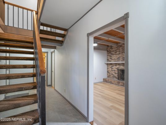 Fireplace, Interior, Stone Walls, Wood Texture Flooring