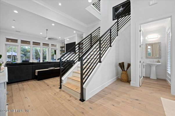 Interior, Living room, Recessed Lighting, Wood Texture Flooring