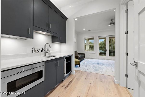 Interior, Kitchen, Recessed Lighting, Wood Texture Flooring