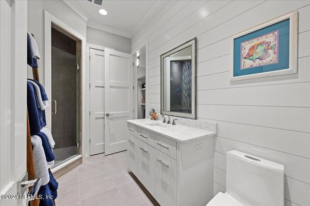 Bathroom, Glass Shower, Interior, Recessed Lighting