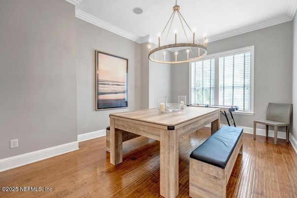 Chandelier, Dining room, Interior, Pendant Lights, Wood Texture Flooring