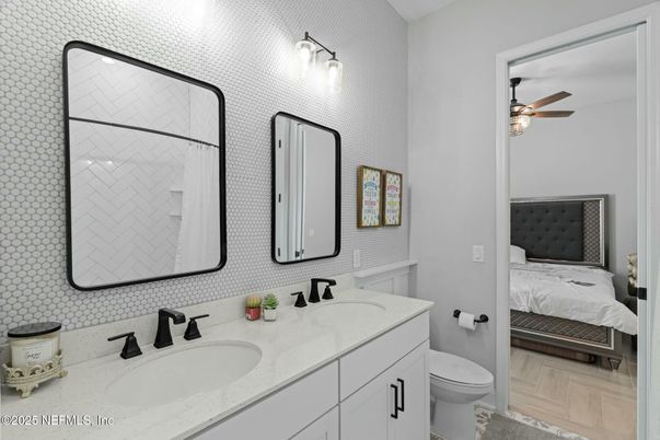 Bathroom, Bedroom, Dual Sink Vanities, Interior, Wood Texture Flooring