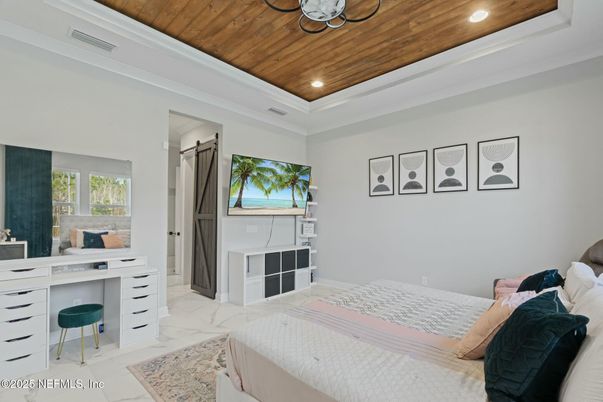 Bedroom, Interior, Marble, Recessed Lighting, Wooden Ceilings