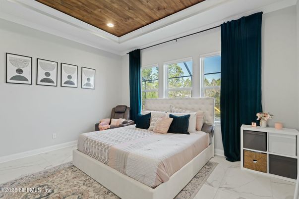 Bedroom, Interior, Marble, Recessed Lighting, Wooden Ceilings