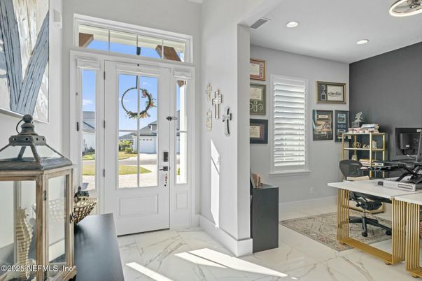 Home Office, Interior, Marble, Recessed Lighting