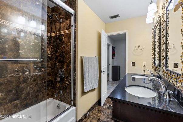 Bathroom, Dual Sink Vanities, Glass Shower, Interior