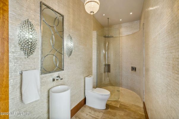 Bathroom, Glass Shower, Interior, Recessed Lighting