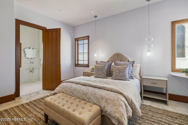 Bedroom, Interior, Marble, Pendant Lights, Recessed Lighting