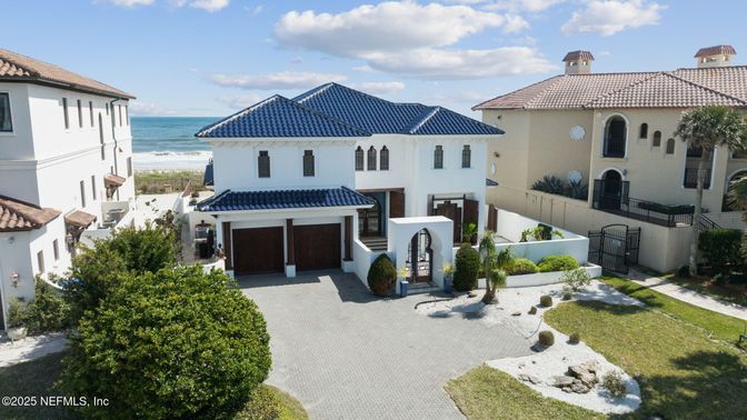 Attached, Backyard, Exterior, Facade, Water, Mediterranean