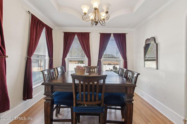 Chandelier, Dining room, Interior, Wood Texture Flooring