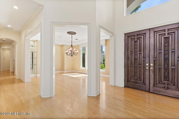 Chandelier, Interior, Recessed Lighting, Wood Texture Flooring