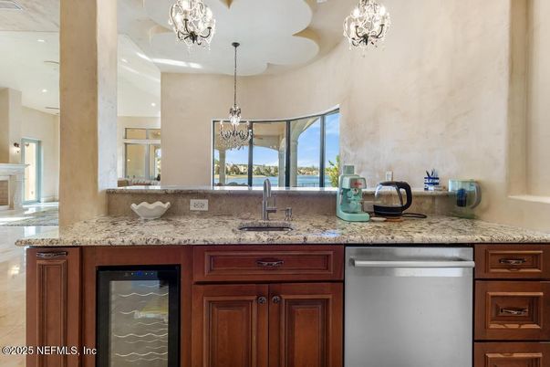 Chandelier, Interior, Kitchen, Stainless Steel Appliances