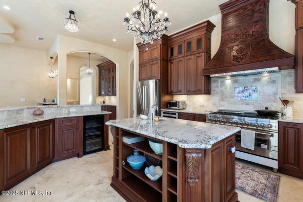 Chandelier, Interior, Kitchen, Pendant Lights, Recessed Lighting, Stainless Steel Appliances