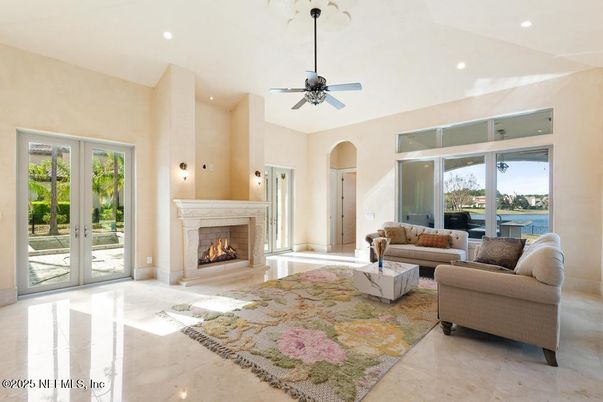 Fireplace, Interior, Living room, Recessed Lighting