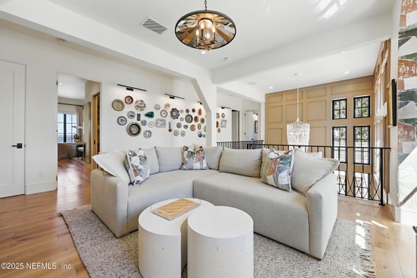 Chandelier, Interior, Living room, Pendant Lights, Recessed Lighting, Wood Texture Flooring