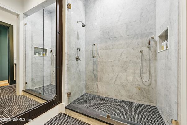 Bathroom, Glass Shower, Interior, Marble Walls