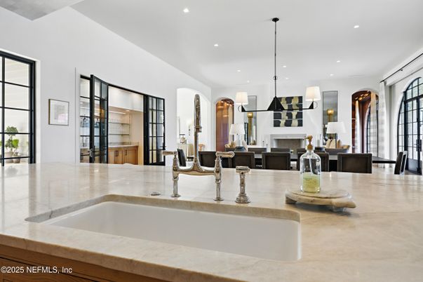 Dining room, Fireplace, Interior, Living room, Pendant Lights, Recessed Lighting