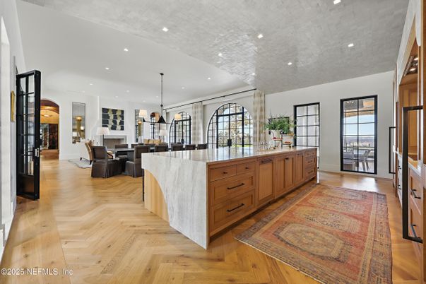 Dining room, Interior, Kitchen, Living room, Pendant Lights, Recessed Lighting, Wood Texture Flooring